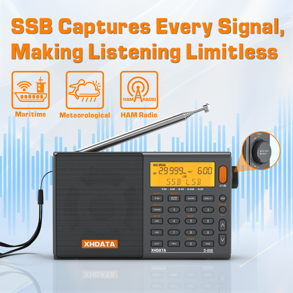 XHDA ラジオ　D-808 XHDATA D-808 FM/SW/MW/LW SSB AIR RDS Multi Band Portable