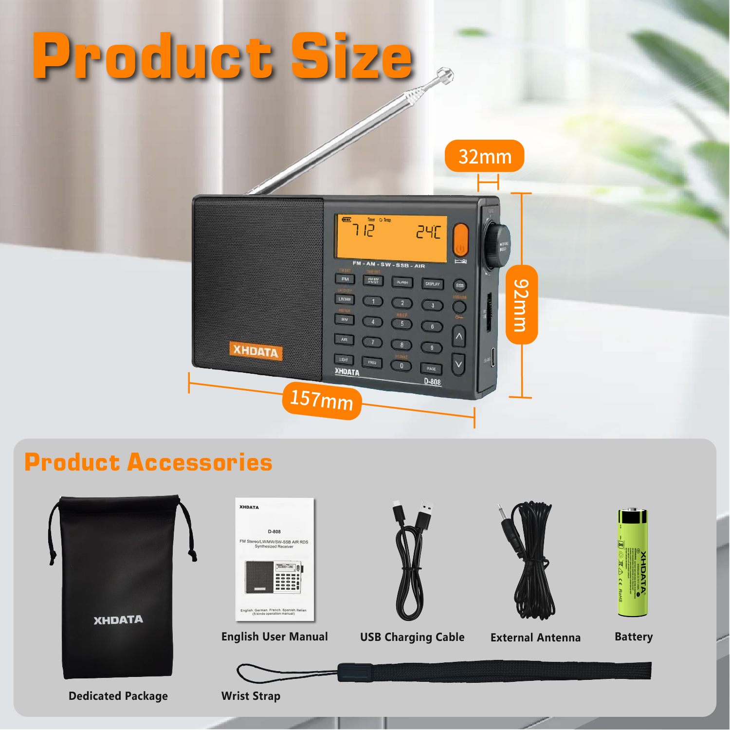 XHDATA D-808 FM/SW/MW/LW SSB AIR RDS Multi Band Portable Digital Radio XHDATA D-808 FM/SW/MW/LW SSB AIR RDS Multi Band Portable Digital Radio